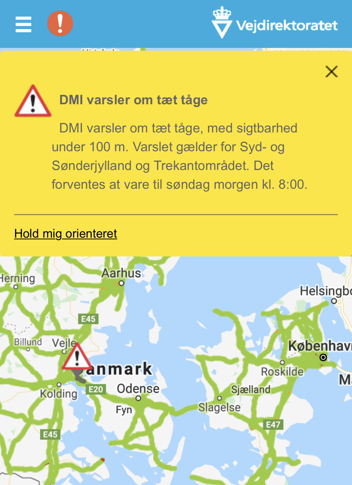 DMI varsler tæt tåge
