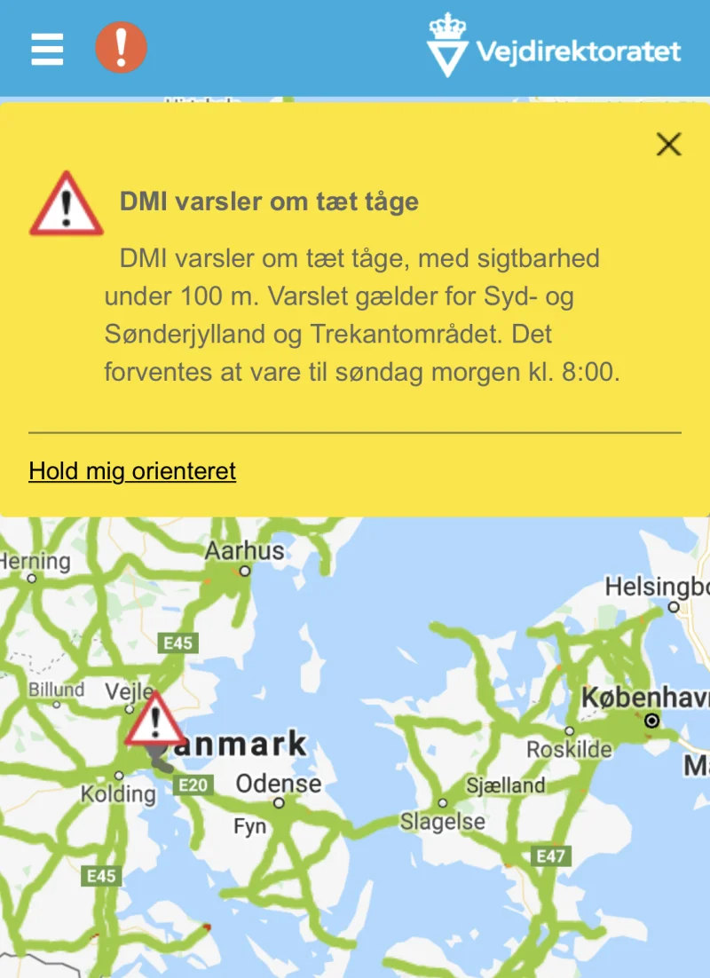 DMI varsler tæt tåge