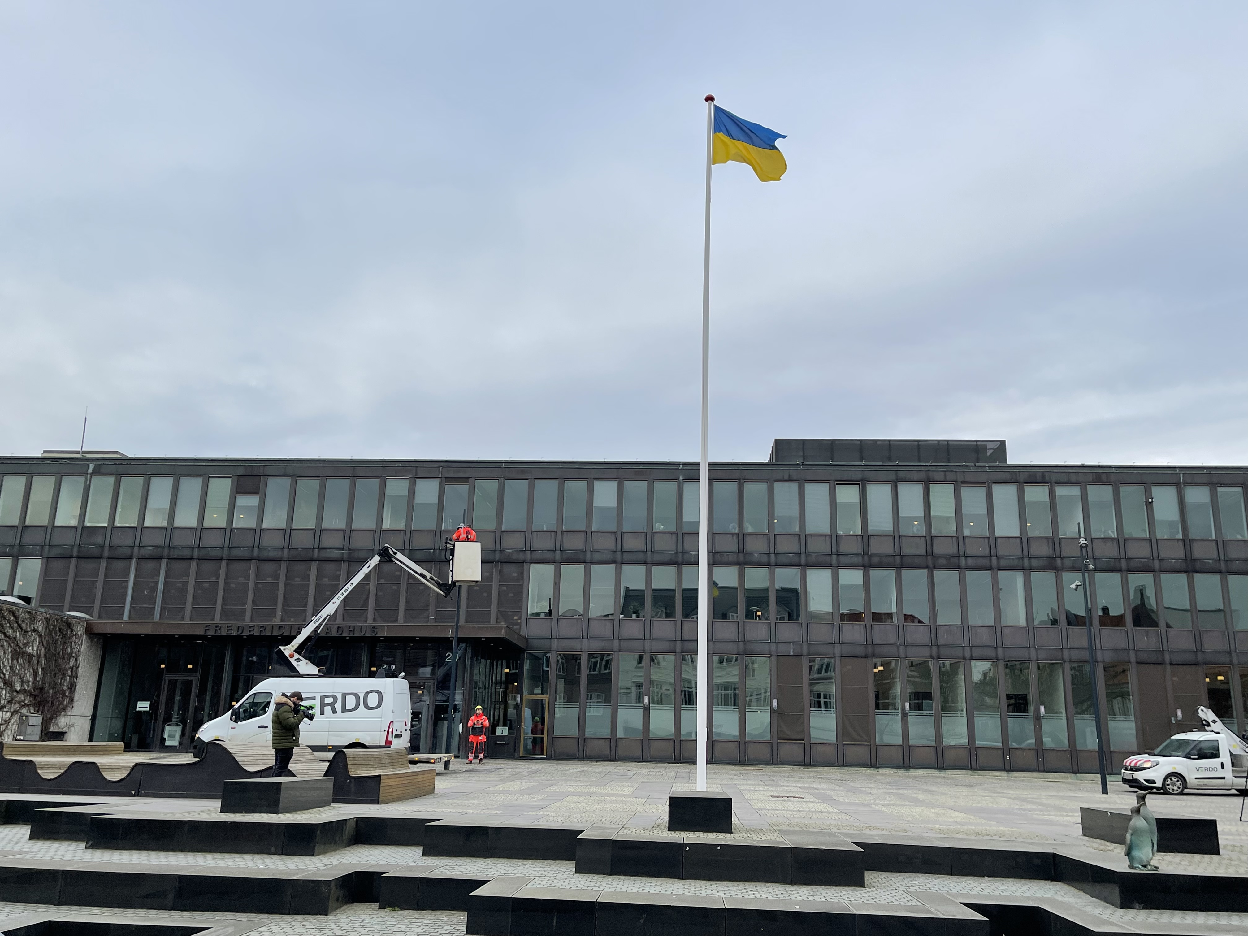 Fredericia Kommune flager for Ukraine
