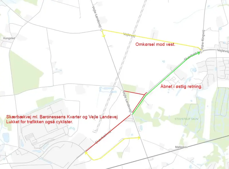 Ændringer i trafikflowet i Fredericia: Delvis åbning af Hejse-krydset og Skærbækvej