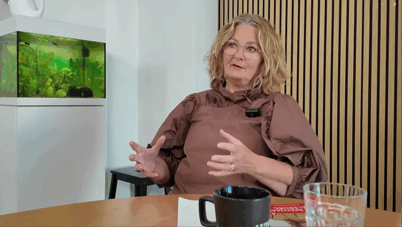 Billede af Lene Skovmark Elsborg under Tv-interview d. 17. oktober 2025